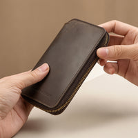 Zippered Leather Watch Case Compact Travel Watch Case Safeguarding Box Portable for Travelers