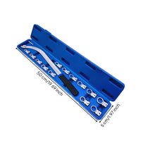 15 Pieces Auxiliary Belt Tensioner Pulley Removal Tool Kit with Case Easy Storage Belt Wrench Set Professional for Mechanics, Repair Shops
