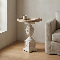 Vintage Round Side Table Distressed French Style Side Raised Edge Table rims Home Furniture