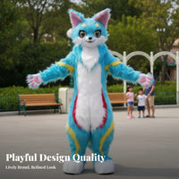 sapphire canine Character Outfit Walkable Furry Suit Plush Texture for Parties, Adults