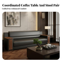 Genuine Leather 3-Piece Seating Group with Table Modern Design Sofa Set Business aesthetic Commercial Furnishing for Corporate Buyers, Office Managers, Waiting Room