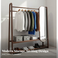 Organizer with Full-Length Mirror Freestanding Coat Rack Triple-Function Design Space-Saving for Homeowners, Apartment Dwellers