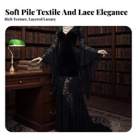 Black Lace Witch Dress Vintage Inspired women's Clothing Romantic for Cosplayers