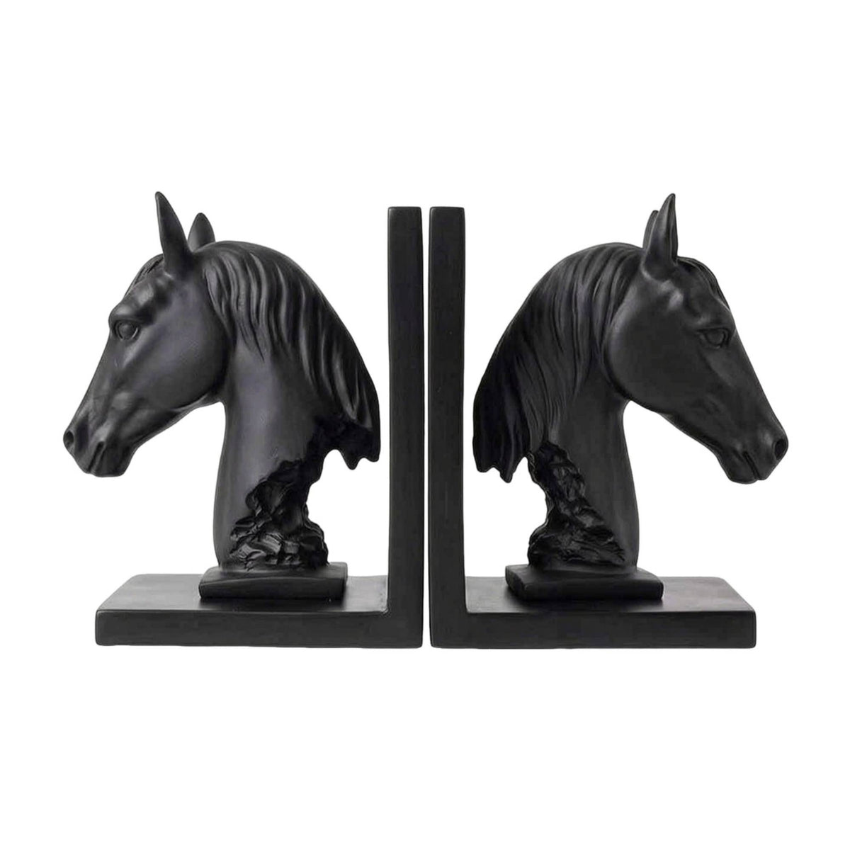Horse Head Bookends Carved Horse Head Book Holders Compact Shelf Organizers for Readers, Desk, Study, Office