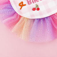 Plaid Dog Birthday Bandana and Hat Set, Princess Dog Birthday Outfit for Small Dogs, Lace Trim Pet Party Accessories
