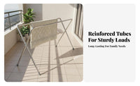 Rustproof Stainless Steel Laundry Rack Rust-Resistant Foldable Clothes Drying Rack Heavy Duty Foldable Clothes Horse Sturdy and Long-Lasting for Apartment Dwellers, Families, Homeowners, Balcony, Indoor, Outdoor, Bedroom