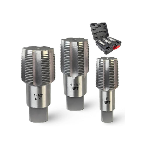 3 Pieces NPT Pipe Tap Set Metal Hex Shank Taps Precision