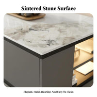 2 Pieces TV Stand and Coffee Table Set Stone Surface Living Room Furniture Scuff Resistant Easy to Clean for Homeowners, Home