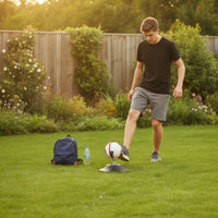 Adjustable Football Juggling Training Device Sleek Football Practice Device with Spring Long-Lasting Soccer Juggling Practice Device Versatile for Beginners, Home, Backyard