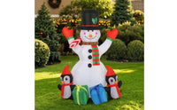 Outdoor Snowman with Penguins Inflatable Colorful Snowman with Top Hat Inflatable Easy Setup Sturdy for Garden, Lawn