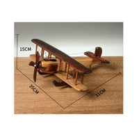 Wooden Biplane Model Nostalgic Wooden Airplane Ornament Unique for Office Desk