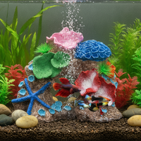 Aquarium Resin Coral Reef Ornament with Aeration Function, Mermaid Mountain Rock Decor