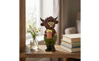 Scottish Cow Statue with Flowerpot | Adorable, Whimsical, Scottish cow Figurine, for Garden