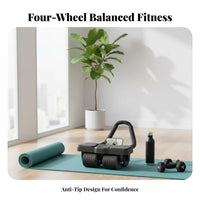 Smart Brake System Automatic Rebound Ab Roller Widened Wheels Automatic Rebound Ab Wheel Silent Operation Four-Wheel Abdominal Exerciser Ergonomic Design for Women, Beginners