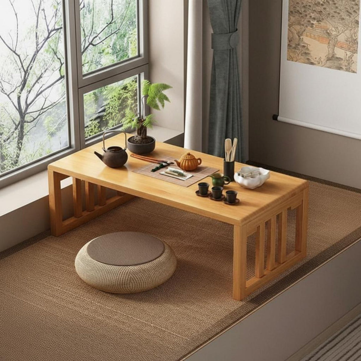 Foldable Leg Table Japanese Design Foldable Bed Tray Multi-Purpose Space-Saving for Remote Workers, Bay Bay Area, Home Office