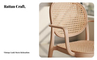 Faux Rattan Armchair Stackable Design Dining Seat Woven Backrest Natural Simplicity Design for Adults, Homeowners, Balcony