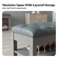 Padded Shoe Rack Stool Natural Wood Frame Storage Bench Minimalist Design Sturdy Construction for Adults, Hallway, Bedroom