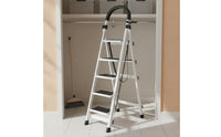 Foldable Design Folding Ladder Wide Steps V-Shaped Stepladder Heavy Duty 4 Step Ladder Anti-Slip Feet for Garage, Kitchen