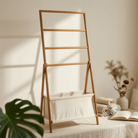 Clothes Rack with Storage Bin Space-Saving Floor Hanger Portable for Renters