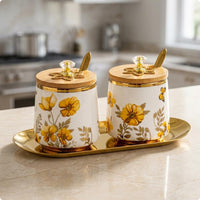 Seasoning Container Set with Lids and Spoons Seasoning Cellar Set Easy to Clean Kitchen Storage for Hot Beverage Corner
