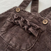 Baby Girl Corduroy Pinafore Dress Ruffled Hem Suspender Skirt Vintage Brown Dungarees for Toddler Easter Outfit Spring Party