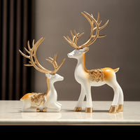 Deer Figurines with Antlers Sculpted Deer Figurines Elegant for Shelf