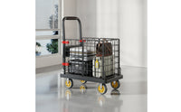 Foldable Utility Cart Quiet Rolling Cart with Wire Enclosure Portable