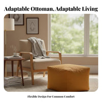 Round Corduroy Pouf Soft Texture Footstool cleanable Cover for Homeowners, Adults
