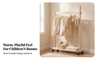 complimentarystanding House-Shaped Clothes Rack Childaccessible Height children's Furniture Playful Design Garment Stand Easy Assembly for Toddlers, Babies, Parents, Kindergarten, Bedroom, Playroom, Entryway