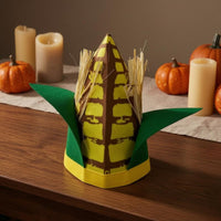 Corn Cob Hat Straw Fringe Felt Corn Hat Green Leaf Accents
