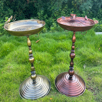Metal Bird Feeder and Bath Courtyard Use Pedestal Bird Bath Rustproof for Garden
