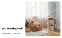 Space Saving Rotating Bookshelf Large Capacity 360 Degree Revolving Bookcase Easy Assembly Floor Standing Bookcase Sturdy Construction for Children, Students, Study Room, Small Areas, Playroom, Home Office
