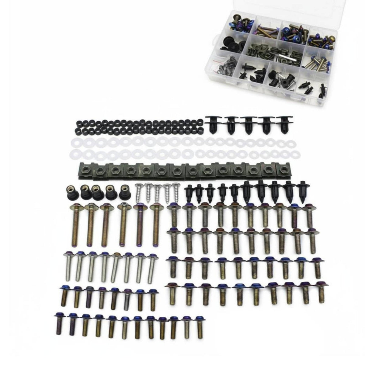 195 Pieces Colored Motorcycle Bolt Kit 304 Stainless Steel Motorcycle Fairing Bolt Kit Sportbike Bodywork Screw Set for Competition Rides