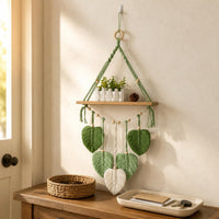 Macrame Wall Shelf Handmade Macrame Hanging Shelf Tassel Design for Bedroom