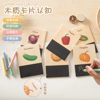 Wooden Mini Doodle Blackboard with Chalk and Creative Spelling Cards for Kids - Vegetable and Animal Cognition Toy