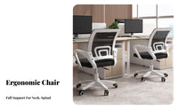 Adjustable Height Rolling Mesh Task Chair 360-Degree Swivel Mesh Back Rolling Chair Reclining Backrest Computer Seat Ergonomic Design for Distant Workers, Students, Adults, Conference Room, Bedroom