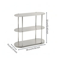 Oval Storage Rack Brushed Metal Countertop Display Shelf Industrial Style