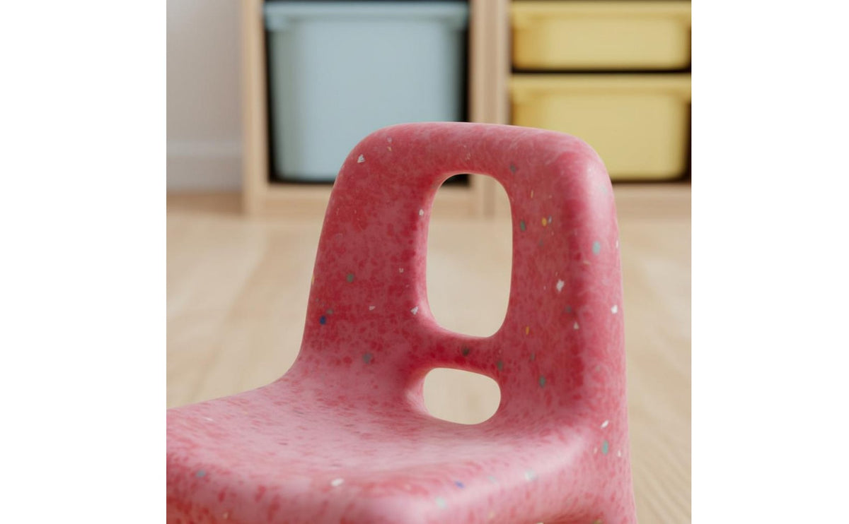 Rounded Edges Plastic Kids Backrest Chair Easy to Clean Single-Piece Molded Children's Seat Built-in Handle Speckled Toddler Stool for Toddlers, Kindergarten, Playroom, Outdoor