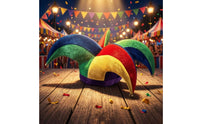 Four-Tipped Fool Hat Multicolor Patchwork Fool Hat Gold-Tone Tips Costume Accessory