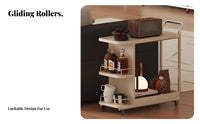 2-Tier Rolling Shelf Space-Saving Side Table Multi-Functional for Studio, Office