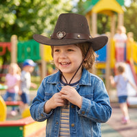 Wide Brim Western Hat with Heart Ornament Adjustable Cowboy Hat with Chin Cord Summer Woven for Girls, Kids, Toddlers, Dress-up, Costume Parties, Outdoor Play
