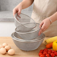 Rice Strainer Stainless Steel Colander, 304 Steel Colander Draining Basket with Thickened Mesh, Nestable Fruit Vegetable Strainer Kitchenware
