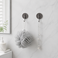 Strong Wall Hooks, Removable Adhesive Hooks, 2-Pack, Kitchen Tools, Entrance Key Storage, No Drilling, Metal