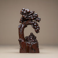 Ebony Wood Buddha Sculpture Zen Design House Decoration for Living Room, Desktop