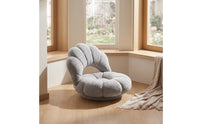 Scalloped Swivel Floor Chair Cushioned Floor Chair with Backrest Fuzzy Seat Low-Sitting for Adults, Teens, Reading Nook, Bedroom, Living Room, Small Apartments