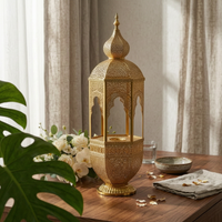 Castle Incense Holder Gold-Tone Hollow Castle Censer Ornate Incense Holder with Tray for Prayer Room, Entryway