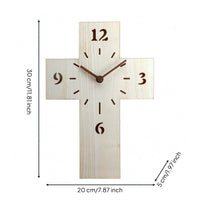 Cross-Shaped Wall Clock Engraved Numerals House Decoration Quiet Movement