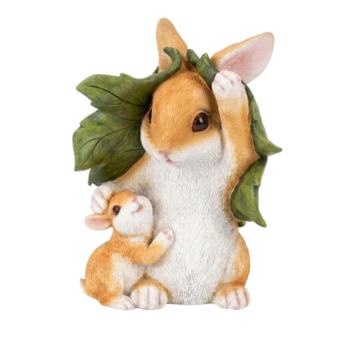 Rabbit Statue with Baby Cottagecore Rabbit Statue Whimsical for Yard, Flower Bed