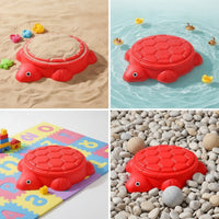 Plastic Turtle Sandbox Textured Play Basin with Lid Large Sandpit Low-Height for Children, Toddlers, Kindergarten, Playroom, Backyard