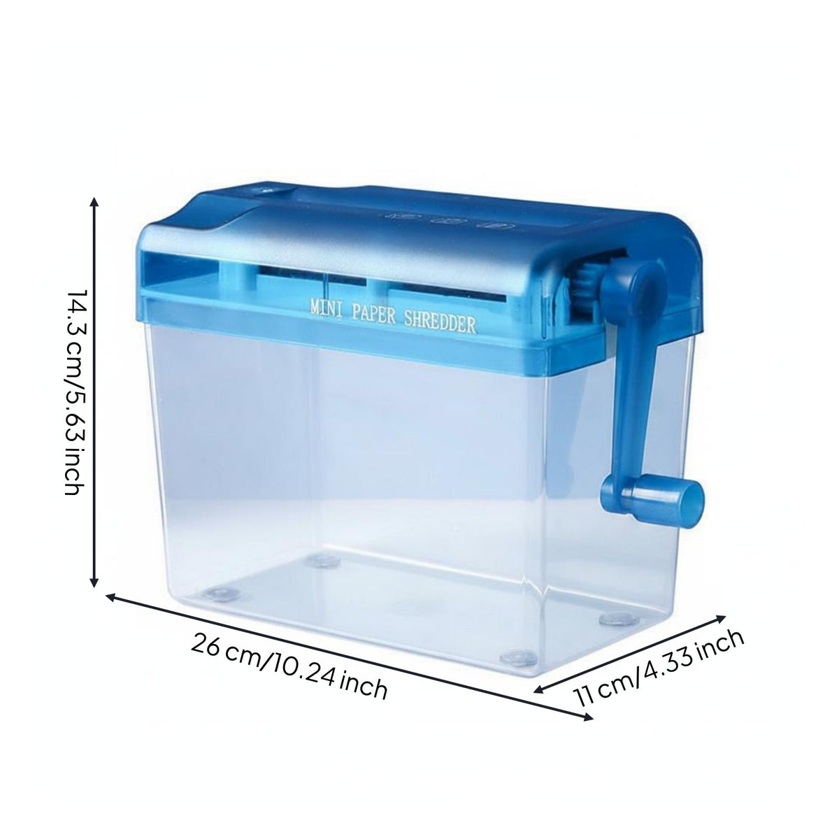 Mini Manual Paper Shredder Easy to Use Hand Crank Paper Shredder Transparent Bin Office Supply